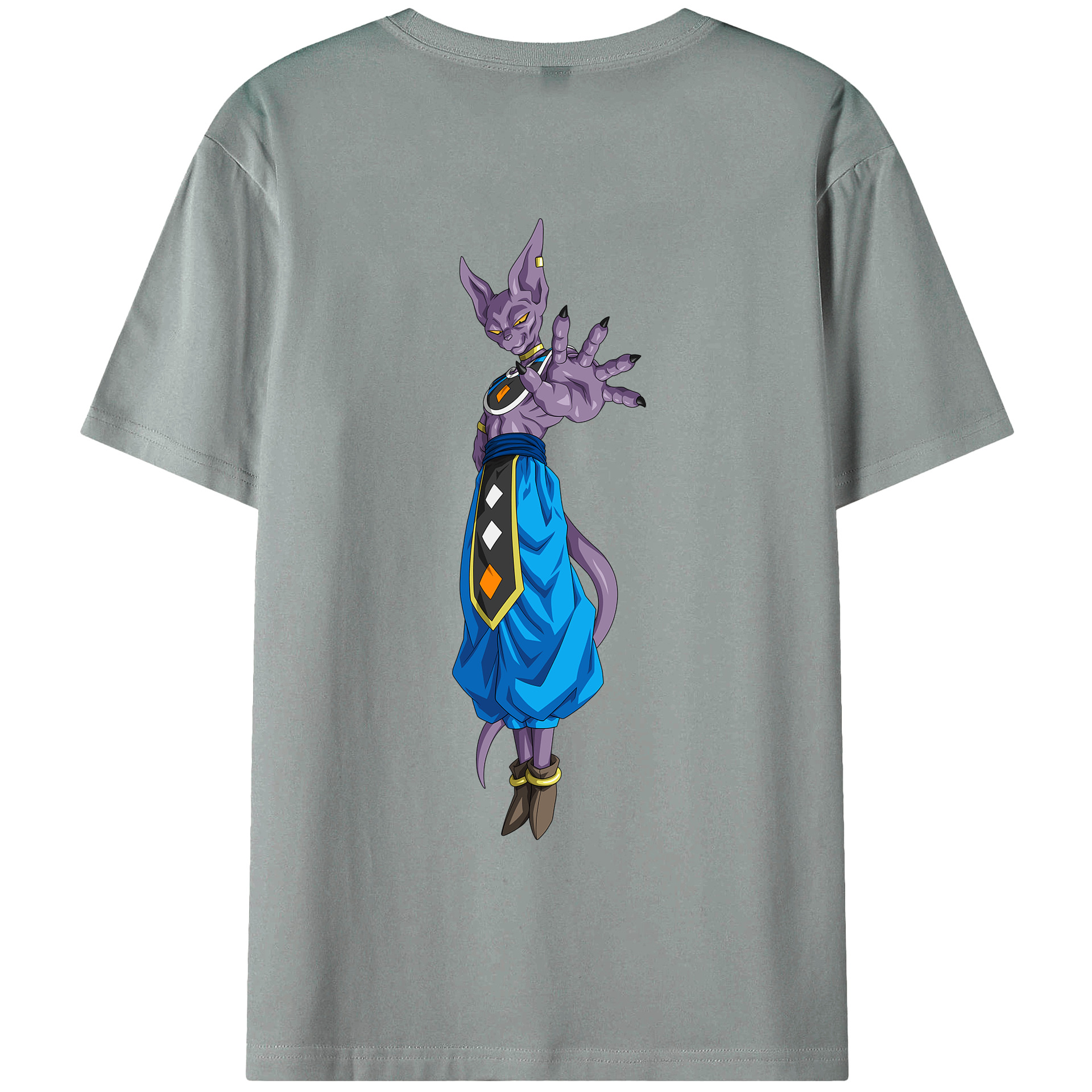 （画像用） ドラゴンボール ビルス 破壊神ビルス DRAGON BALL Beerus Birusu 綿100％ メンズ半袖Tシャツ（バックプリント） 通気性